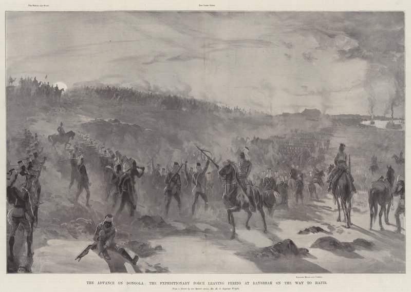 O avanço de Dongola, a Força Expedicionária deixando Fereig à alvorada a caminho do Hafir de William Heysham Overend