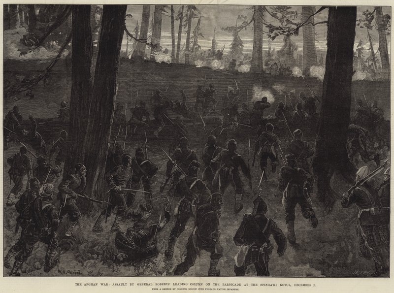 A Guerra do Afeganistão, Assalto pela Coluna Principal do General Roberts na Barricada no Spingawi Kotul, 2 de dezembro de William Heysham Overend