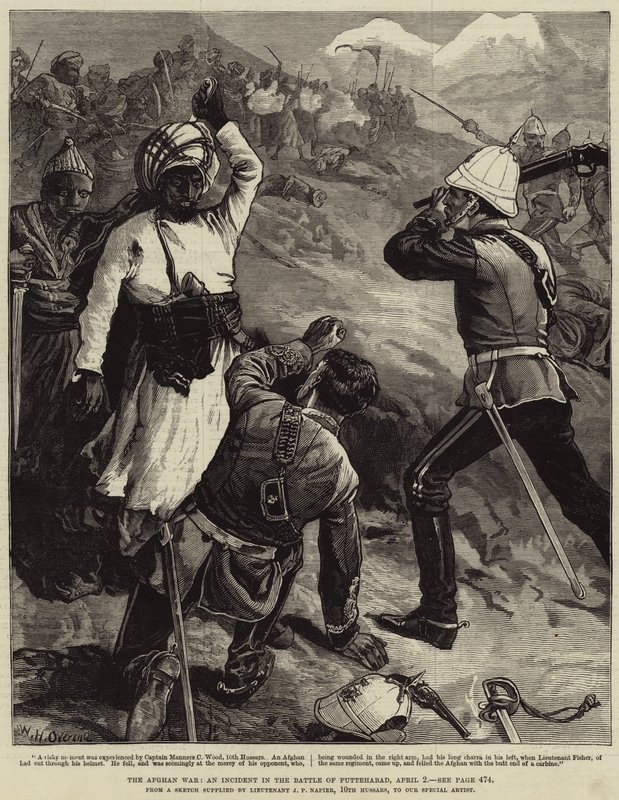 A Guerra do Afeganistão, um incidente na Batalha de Futtehabad, 2 de abril de William Heysham Overend