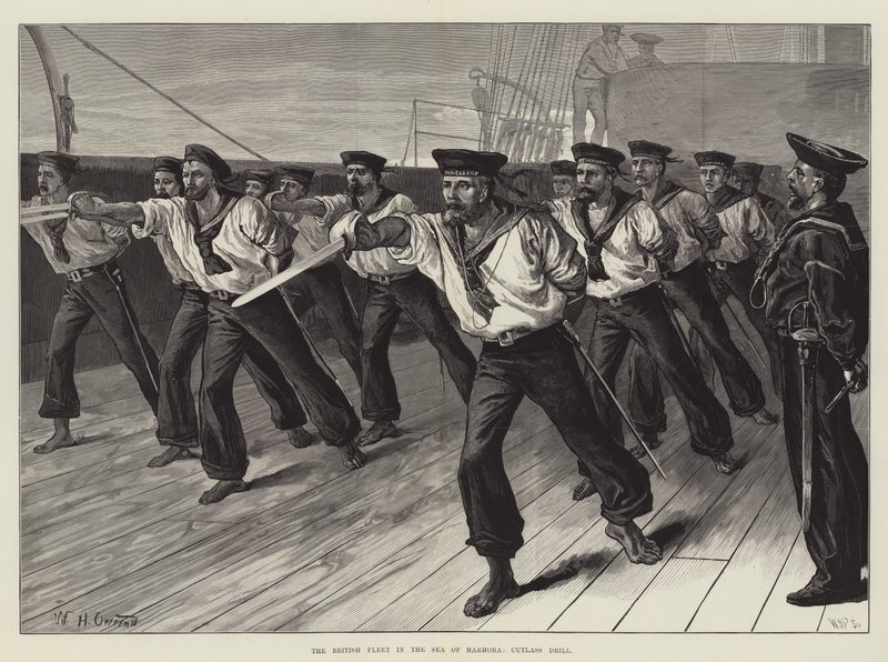 A frota britânica no mar de Marmora, Cutlass Drill de William Heysham Overend