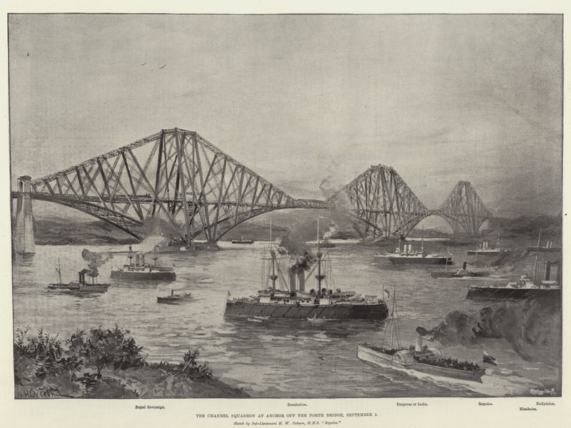 O Esquadrão Canal na Anchor off the Forth Bridge, 2 de setembro de William Heysham Overend