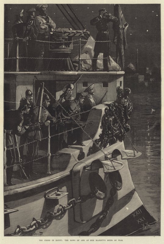 A crise no Egito, os arcos de um dos navios de guerra de Sua Majestade de William Heysham Overend