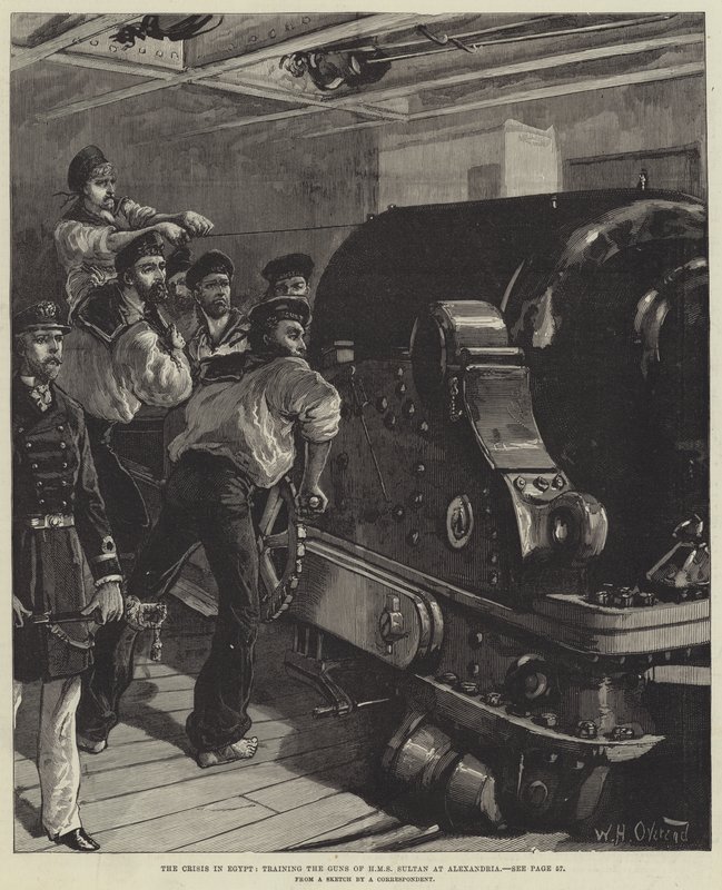 A crise no Egito, treinando as armas do HMS Sultan em Alexandria de William Heysham Overend