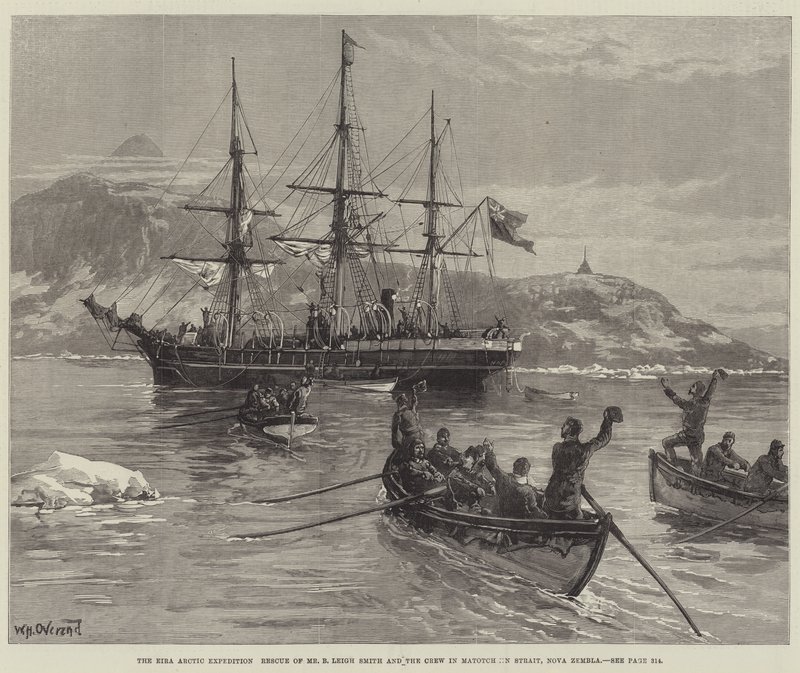 A Expedição Ártica Eira, Resgate do Sr. B Leigh Smith e a Tripulação no Estreito de Matotchkin, Nova Zembla de William Heysham Overend