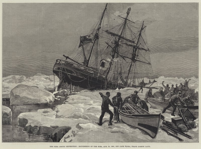 A Expedição Ártica Eira, naufrágio da Eira, em 21 de agosto de 1881, perto de Cape Flora, Franz Joseph Land de William Heysham Overend