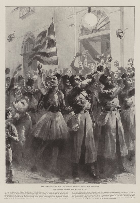 A Guerra Greco-Turca, Voluntários saindo de Atenas para a Frente de William Heysham Overend