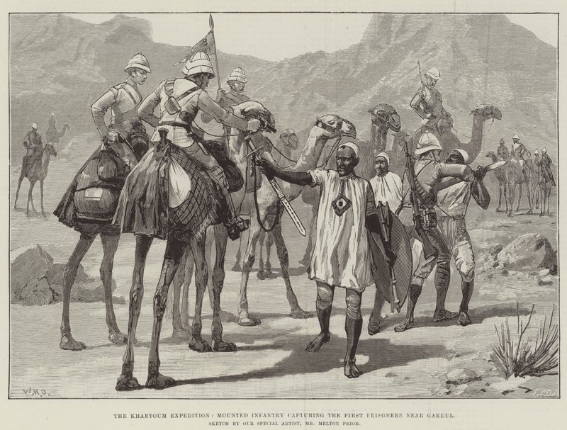 A Expedição Cartum, Infantaria Montada, capturando os Primeiros Prisioneiros perto de Gakdul de William Heysham Overend