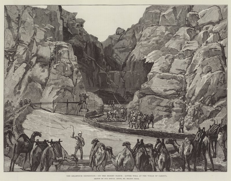 A Expedição de Cartum, na Marcha do Deserto, Poço Inferior nos Poços de Gakdul de William Heysham Overend