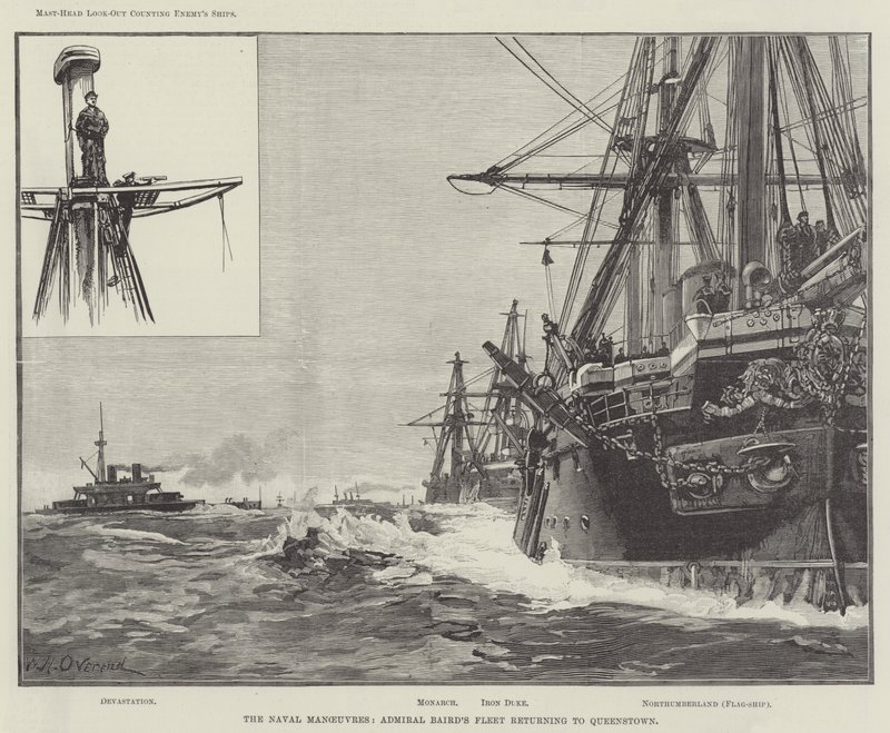 As manobras navais, a frota do almirante Baird retornando a Queenstown de William Heysham Overend