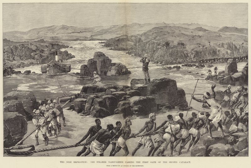 A Expedição do Nilo, o Navio Nassif-Kheir passando o Primeiro Portão da Segunda Catarata de William Heysham Overend