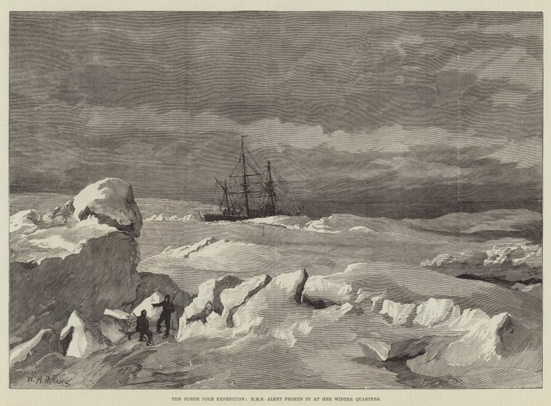 A Expedição do Polo Norte, Alerta HMS congelado em seu Winter Quarters de William Heysham Overend