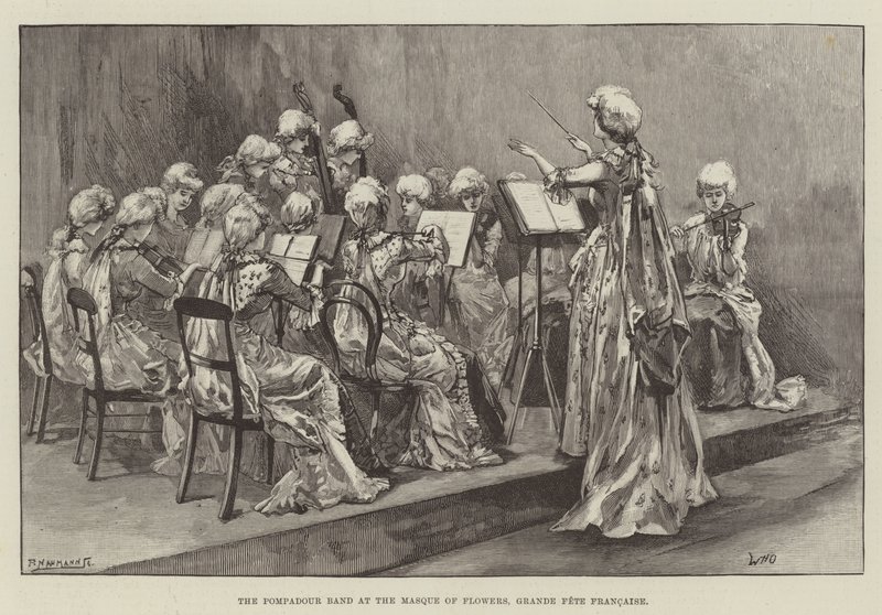 O Pompadour Band na Masque of Flowers, Grande Festa Francesa de William Heysham Overend