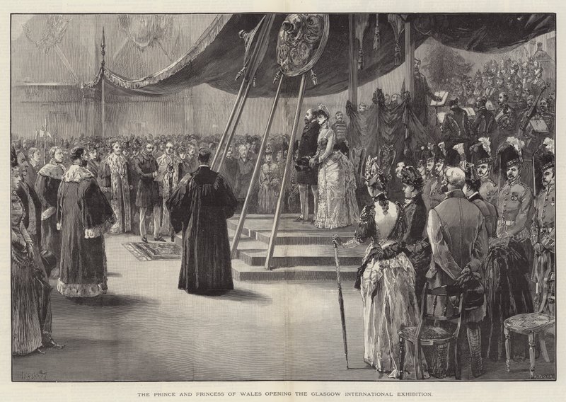 O Príncipe e a Princesa de Gales abrindo a Exposição Internacional de Glasgow de William Heysham Overend