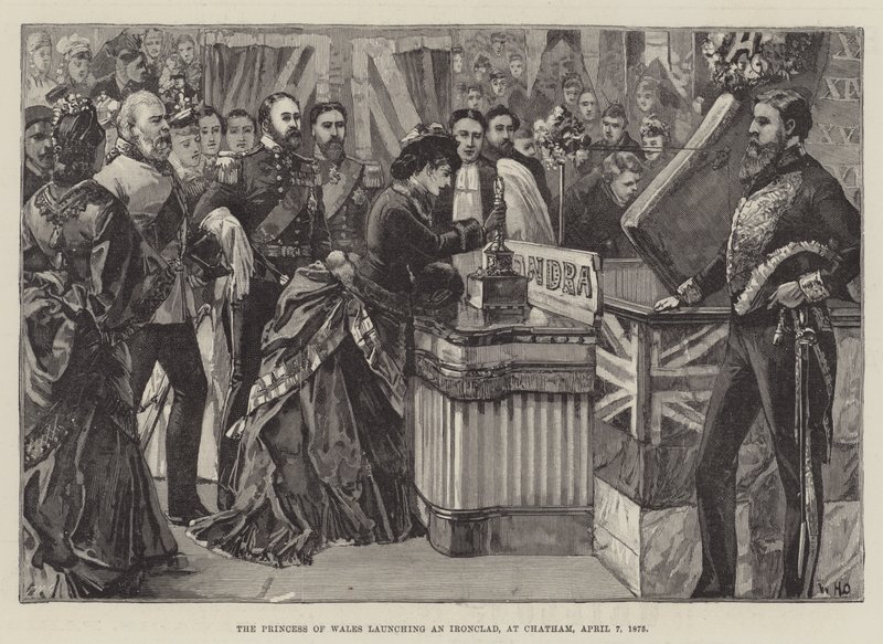 A Princesa de Gales lançando um Ironclad, em Chatham, 7 de abril de 1875 de William Heysham Overend
