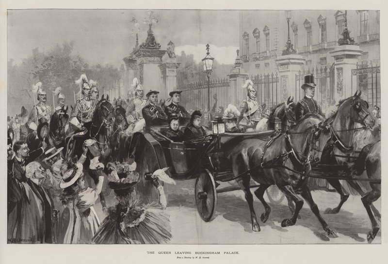 A rainha saindo do Palácio de Buckingham de William Heysham Overend