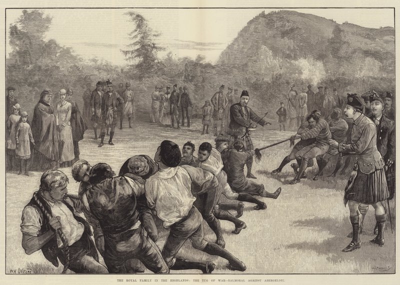 A Família Real nas Terras Altas, o Cabo de Guerra-Balmoral contra Abergeldie de William Heysham Overend