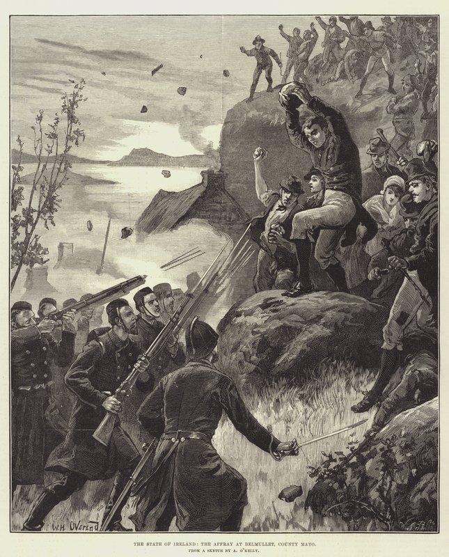O Estado da Irlanda, o Affray em Belmullet, Condado de Mayo de William Heysham Overend