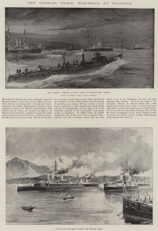 A crise turca, navios de guerra em Salônica de William Heysham Overend