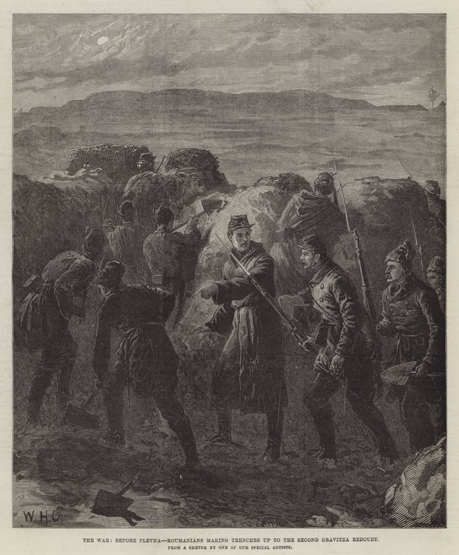 A guerra, antes de Plevna, os romenos fazendo trincheiras até o segundo reduto gravitza de William Heysham Overend