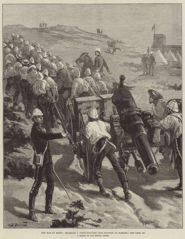 A guerra no Egito, arrastando em Forty-Pounder em posição em Ramleh de William Heysham Overend