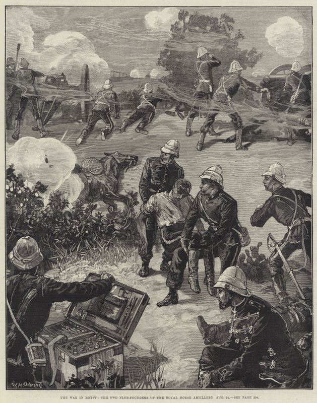 A guerra no Egito, os dois nove Pounders da Artilharia Real Horse, 24 de agosto de William Heysham Overend