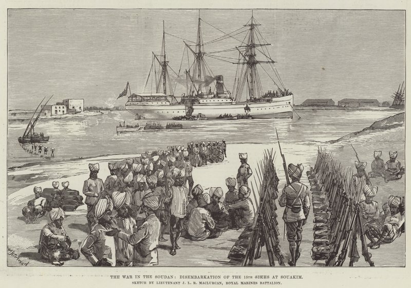 A Guerra no Sudão, Desembarque dos 15 Sikhs em Souakim de William Heysham Overend