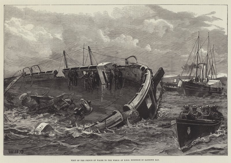 Visita do Príncipe de Gales ao Naufrágio do HMS Eurydice em Sandown Bay de William Heysham Overend