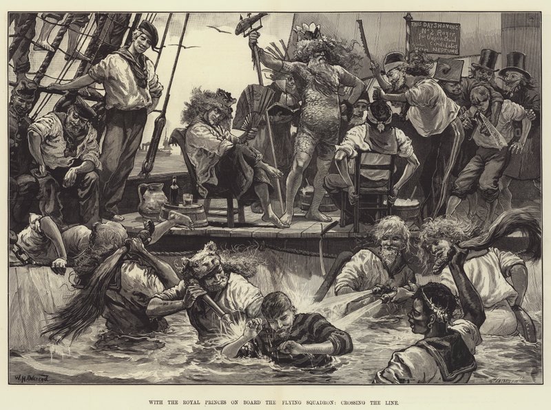 Com os Príncipes Reais a bordo do Esquadrão Voador, cruzando a Linha de William Heysham Overend