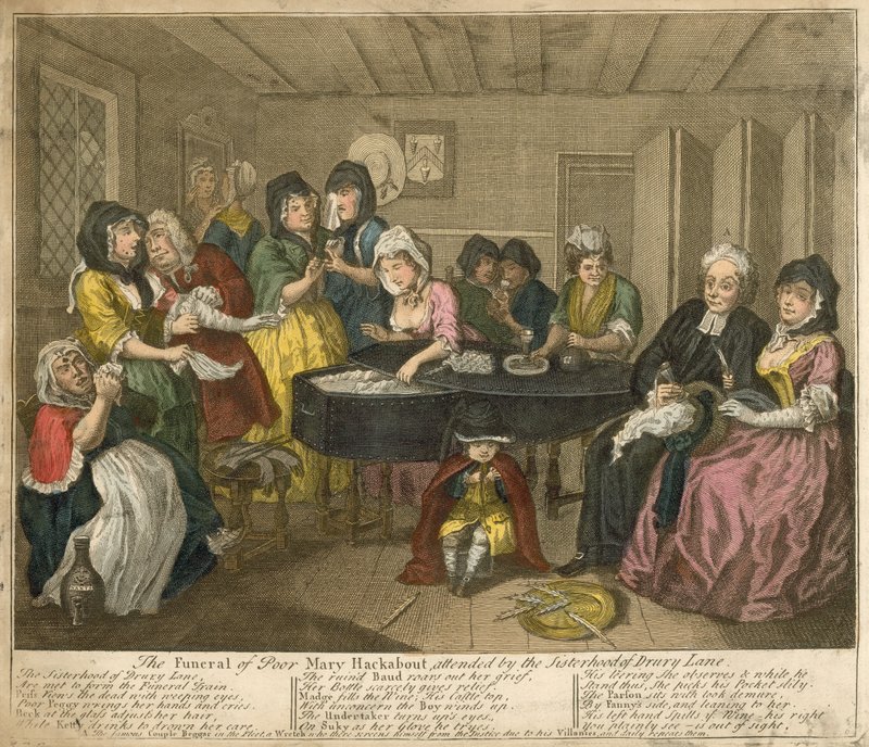 O Funeral da Pobre Mary Hackabout, assistido pela irmandade de Drury Lane de William Hogarth