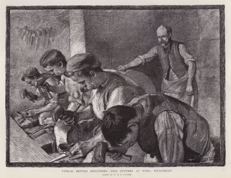 File cutters at work, Wickersley, South Yorkshire (litho) de William Holt Yates (after) Titcomb