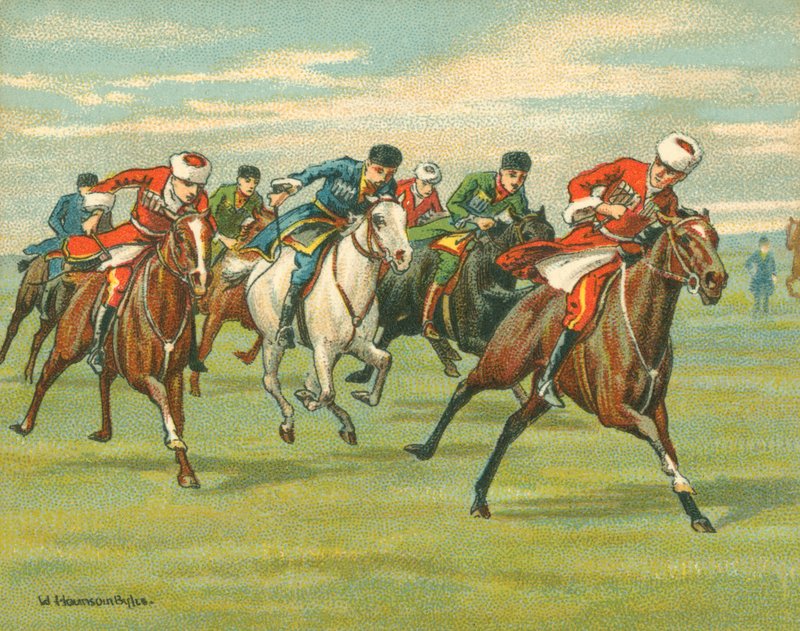 Raças Históricas e Modernas, Corridas de Cavalos Cossacos (chromolitho) de William Hounsom Byles