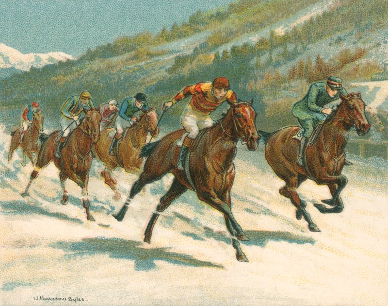 Corridas Históricas e Modernas, Corridas Planas (Cavalo) no Gelo (chromolitho) de William Hounsom Byles