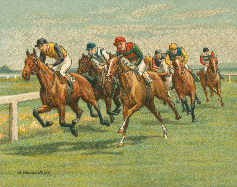 Raças Históricas e Modernas, Corridas Planas, Cavalo, Moderno (chromolitho) de William Hounsom Byles