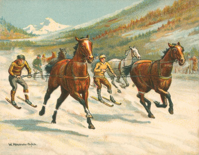 Raças Históricas e Modernas, Ski-Joring (chromolitho) de William Hounsom Byles