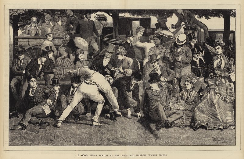 Um bom hit, um esboço no Eton e Harrow Cricket Match de William III Bromley