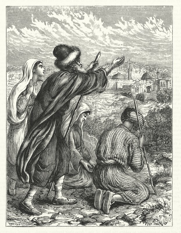Peregrinos judeus à vista de Jerusalém (gravura) de William James Webbe