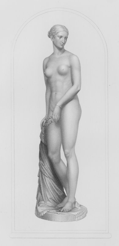 O Escravo grego, gravado por W Roffe a partir da estátua em mármore por Hiram Powers (gravura) de William John Roffe