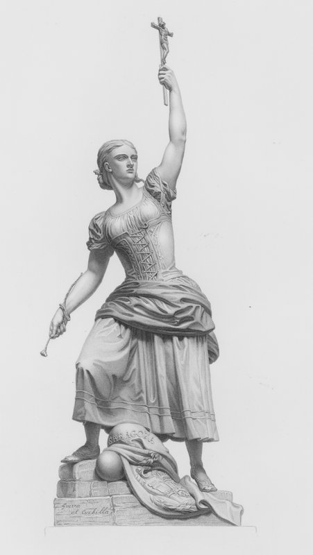 A Dama de Saragoça, gravada por W Roffe a partir da estátua de J Bell (gravura) de William John Roffe