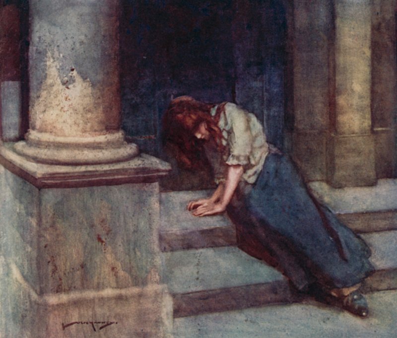 Ilustração para The Deserted Village por Oliver Goldsmith (cor litho) de William Lee Hankey