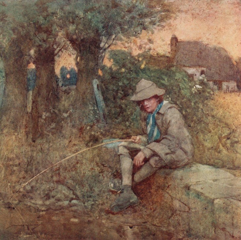 Ilustração para The Deserted Village por Oliver Goldsmith (cor litho) de William Lee Hankey