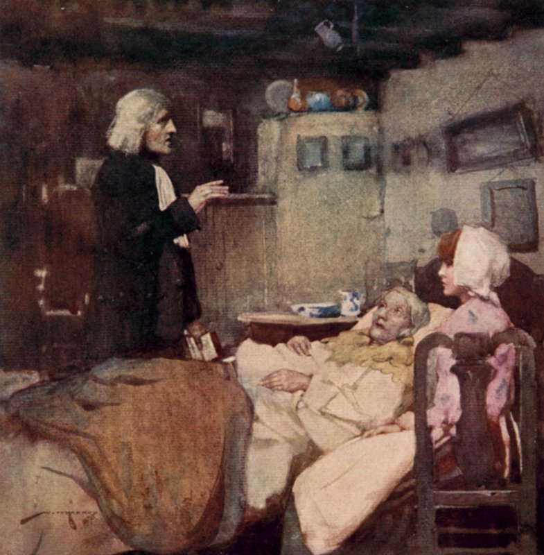 Ilustração para The Deserted Village por Oliver Goldsmith (cor litho) de William Lee Hankey