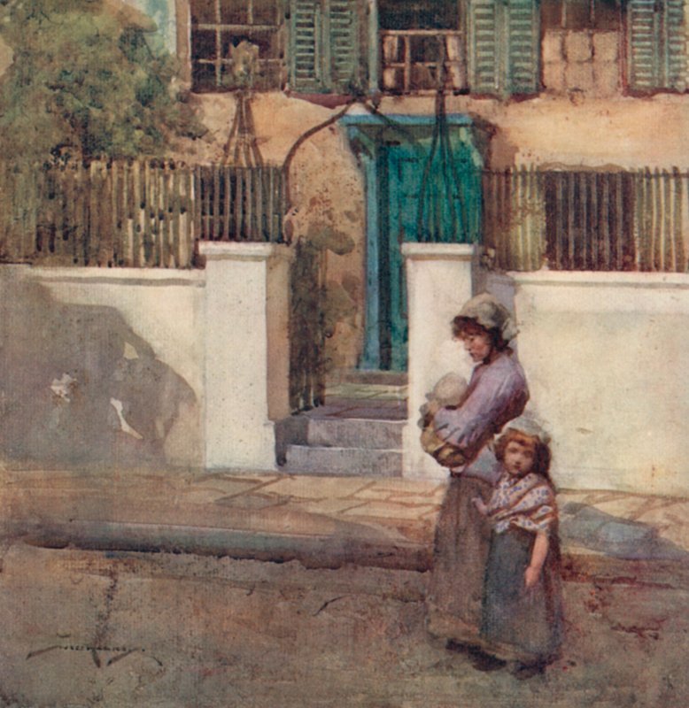 Ilustração para The Deserted Village por Oliver Goldsmith (cor litho) de William Lee Hankey