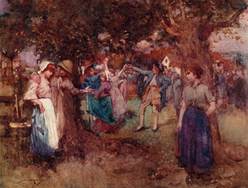 Ilustração para The Deserted Village por Oliver Goldsmith (cor litho) de William Lee Hankey