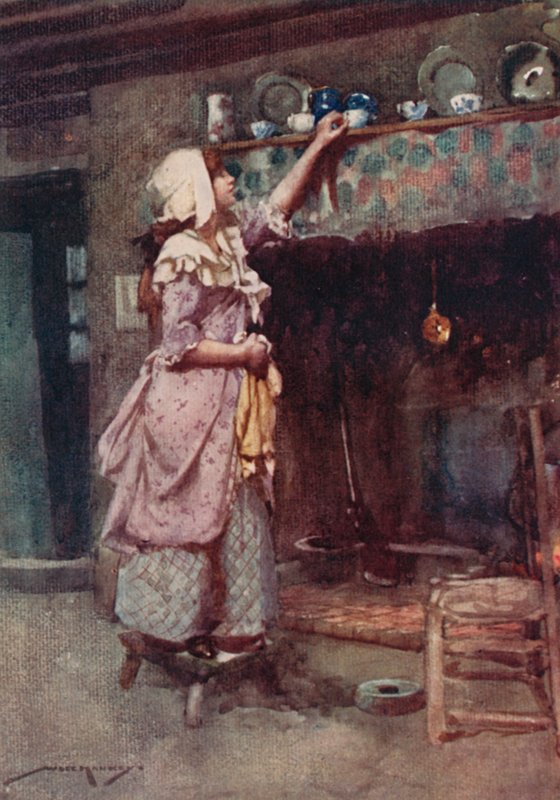 Ilustração para The Deserted Village por Oliver Goldsmith (cor litho) de William Lee Hankey