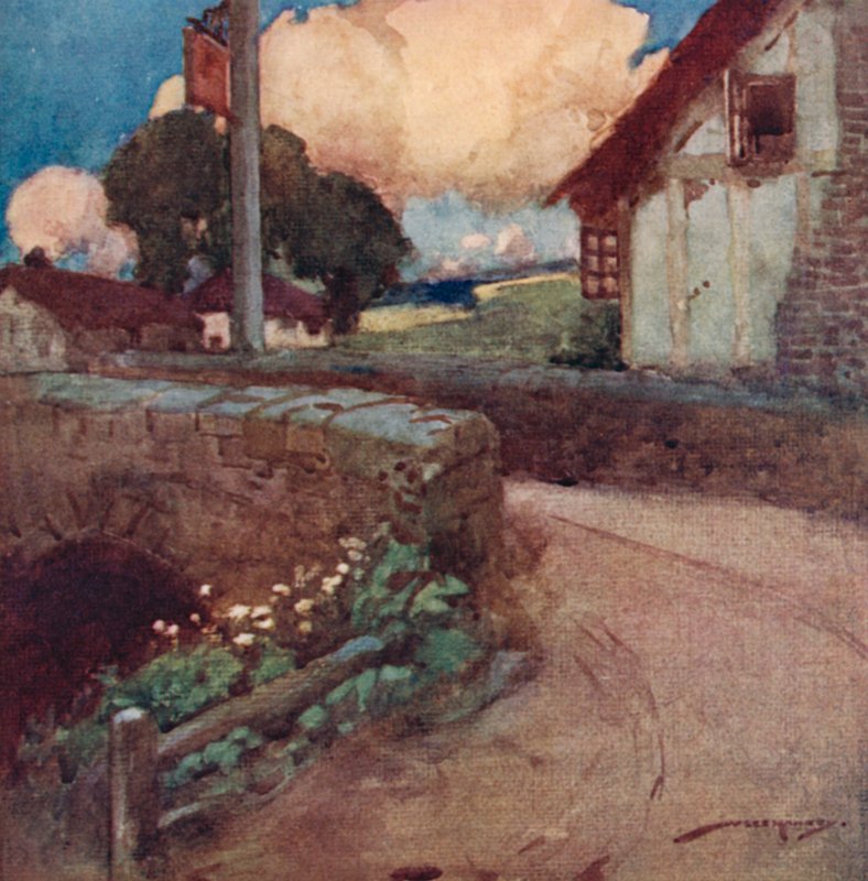 Ilustração para The Deserted Village por Oliver Goldsmith (cor litho) de William Lee Hankey
