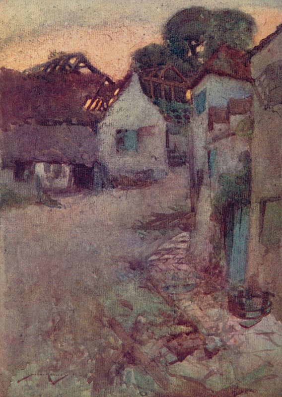 Ilustração para The Deserted Village por Oliver Goldsmith (cor litho) de William Lee Hankey