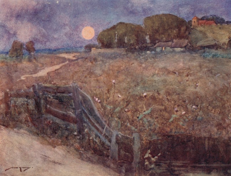 Ilustração para The Deserted Village por Oliver Goldsmith (cor litho) de William Lee Hankey