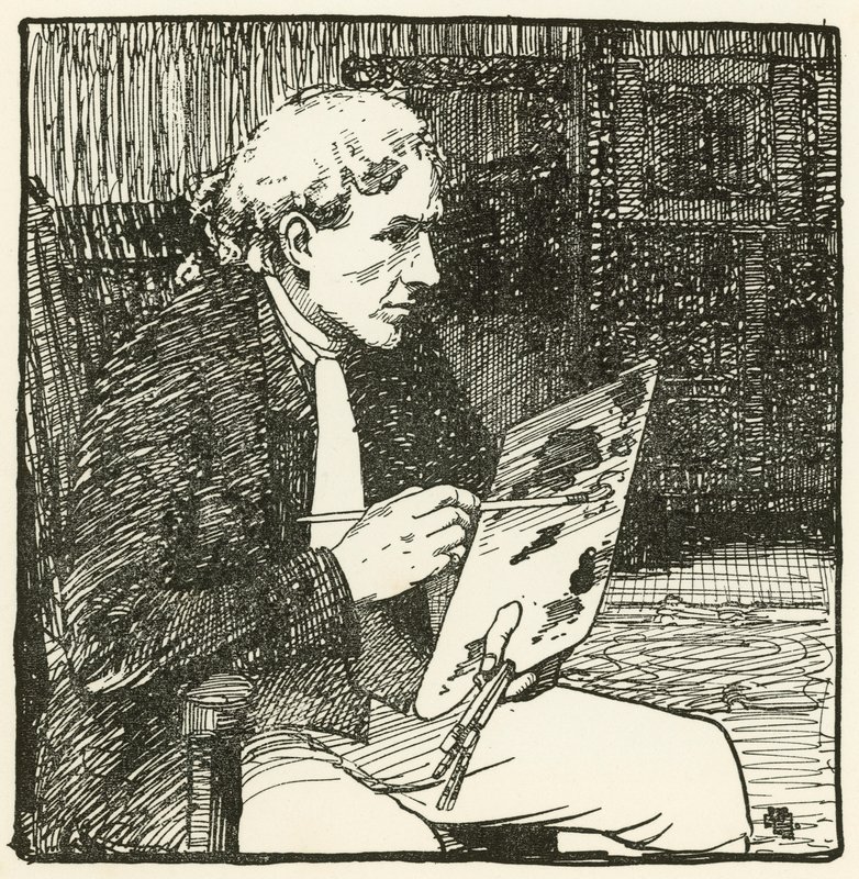 Ilustração para The Deserted Village por Oliver Goldsmith (cor litho) de William Lee Hankey