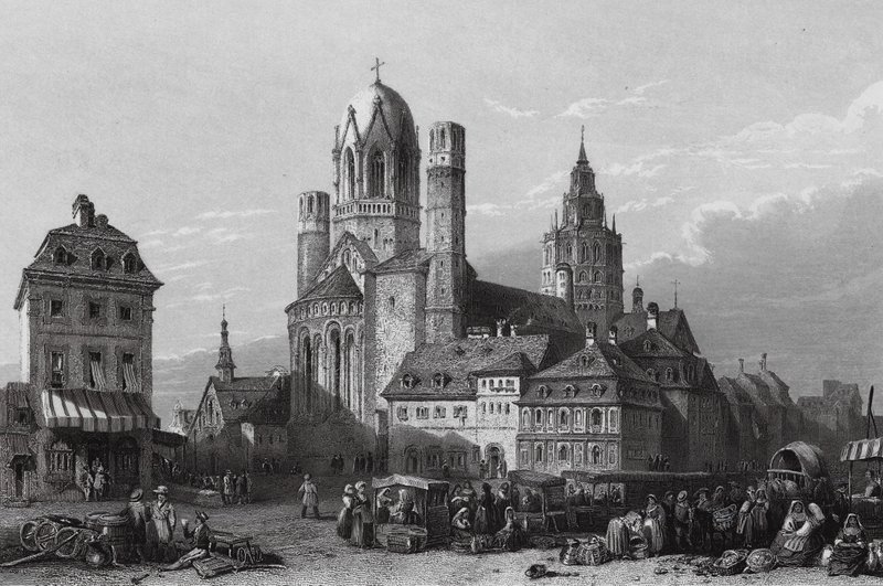 Catedral de Mayence, Reno (gravura) de William Leighton (after) Leitch