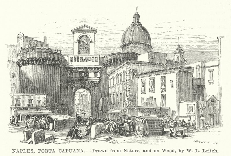 Nápoles, Porta Capuana (gravura) de William Leighton (after) Leitch
